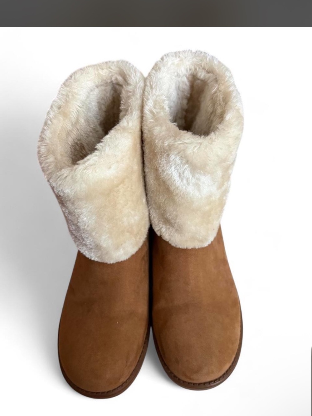 Plush Lined Women’s Ankle Boots - Cream Lining, Brown Suede